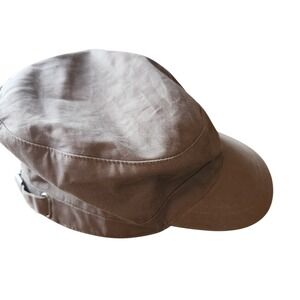 Crown Cap Signature Mens Brown Cotton Military Cadet Hat Flat Top Cap OSFM